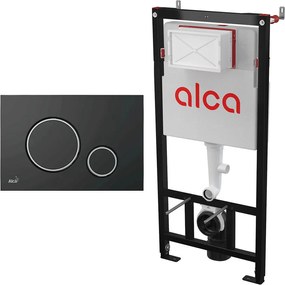 Set rezervor WC cu cadru incastrat Alca AM101/1120 si clapeta de actionare M778 negru mat - crom lucios