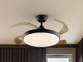 Lustra LED cu Ventilator si telecomanda, lame retractabile Venturi negru