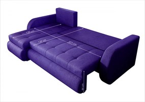 Coltar extensibil reversibil Genoa Purple 243x141x81 cm cu lada de depozitare