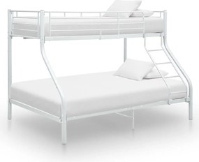 vidaXL Cadru de pat supraetajat, alb, 140 x 200/90 x 200 cm, metal