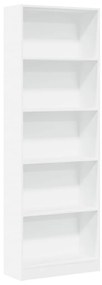 857821 vidaXL Bibliotecă, alb, 60x24x176 cm, lemn prelucrat