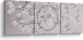 Tablou - Flori într-un peisaj gri (cu ceas) (90x30 cm)