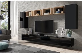 Mobilier living Calabria C35 BLACK (Negru + Stejar artisan) (fără iluminat). 1051581