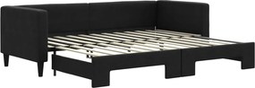 vidaXL Pat de zi cu extensie, negru, 80x200 cm, textil