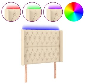 vidaXL Tăblie de pat cu LED, crem, 93x16x118/128 cm, textil