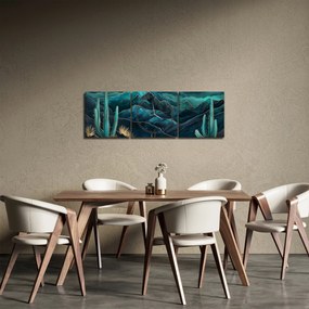 Tablou - Noapte turcoaz (cu ceas) (90x30 cm)