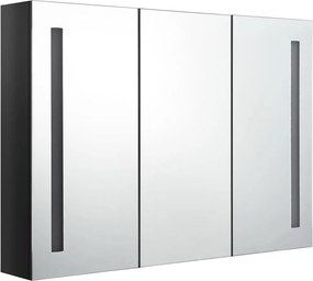 vidaXL Dulap de baie cu oglindă și LED, negru strălucitor, 89x14x62 cm