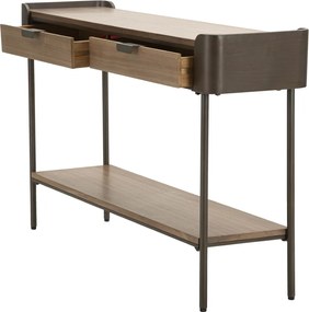 Consola Toronto, Mauro Ferretti, 120x31x72 cm, lemn de brad/fier, gri/maro