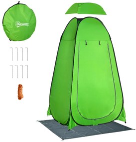 Cort de Dus Outsunny pentru Exterior cu Usa cu Fermoar, Geanta pentru Transport, 126x124x189cm, Verde | Aosom Romania