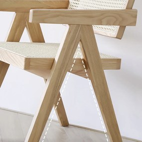 Scaun de bucatarie aspect lemn cu cotiera in stil japandi - 1 buc. Deprimo 77133316638 by Deprimo