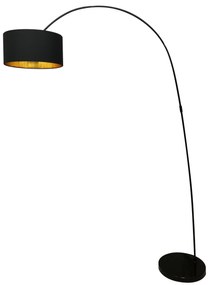 Lampadar din metal/tesatura negru 135 cm, 1 bec