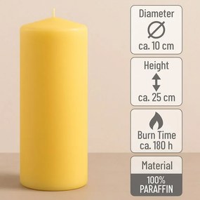 Set de lumânări stâlp, 25 cm, Ø 10 cm, galben, 4 buc.