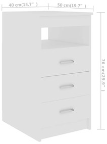 Dulap cu sertare, alb, 40x50x76 cm, lemn compozit Alb, 1, Alb