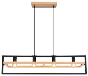 Globo ERICA 15575-4H - lustră pe cablu, 4xE27/40W/230V, negru/bej