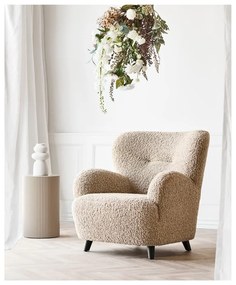 Fotoliu maro deschis cu tapițerie din țesătură bouclé Lunaro – House Nordic