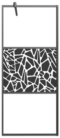 Paravan de dus walk-in negru 90x195 cm sticla ESG model piatra Negru, 90 x 195 cm, glass and stone
