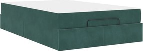 vidaXL Cadru de pat cu saltea cu saltea 2 pcs Verde Catifea