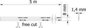 Banda LED COB Free Cut Gel Free GTV pentru mobilier, lumina rece, 528 LED m, 740 lm m, 12V, IP20, 5 m Alb rece, 11 W m, 12 V, LED Cob, 740 lm m, 8