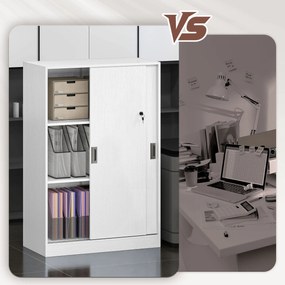 Vinsetto Dulap Birou cu 3 Rafturi și 2 Chei de Siguranță, 80x40x120 cm, Alb | Aosom Romania