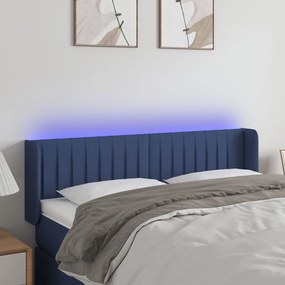 3123478 vidaXL Tăblie de pat cu LED, albastru, 147x16x78/88 cm, textil