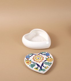 Cutie de depozitare inimioara din ceramică decorativă Flori Multicolor