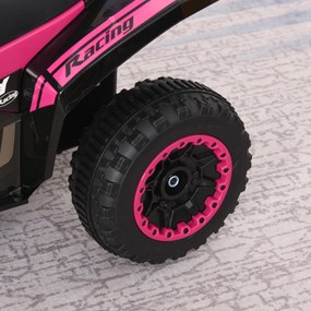 ATV Jucarie pentru copii Ride On cu lumini si sunete HOMCOM, miscare prin impingere varsta recomandata 18-36 luni, roz, 67,5x38x 44cm | Aosom RO