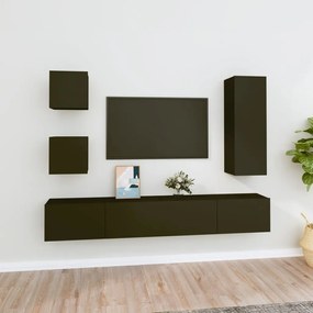 vidaXL Set dulap TV, 5 piese, negru, lemn prelucrat