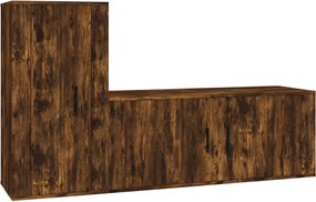 vidaXL Set dulapuri TV, 2 piese, stejar fumuriu, lemn prelucrat