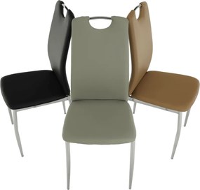Scaun dining, piele ecologică bej/crom, ERVINA