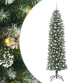 vidaXL Copac Artificial Slăb de Crăciun cu 300 LED Verde și alb 240 cm