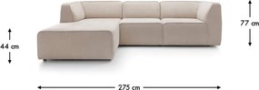 Colțar lemn masiv Hugg, 275 × 175 × 77 cm - Stânga