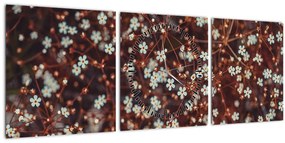 Tablou cu floare de nu mă uita (cu ceas) (90x30 cm)