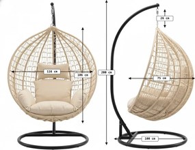 Scaun suspendat KOKON cu suport, bej