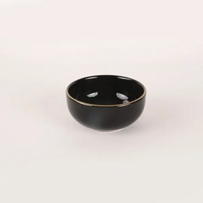 Set veselă 44 piese, negru/auriu, din ceramică tip stoneware