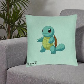 Perna Personalizata Squirtle Pokemon, 40x40 cm, Verde Menta, Husa Detasabila, Perna Inclusa, BEKZ®
