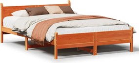 vidaXL Cadru de pat fără saltea, maro ceruit 140x200 cm lemn masiv pin