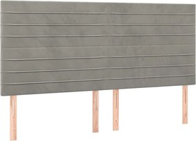vidaXL Tăblie de pat gri deschis 160x5x118/128 cm catifea