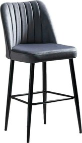 Set 2 scaune bar VENTO, gri/negru, stofa catifelata/metal, 49x45x99 cm