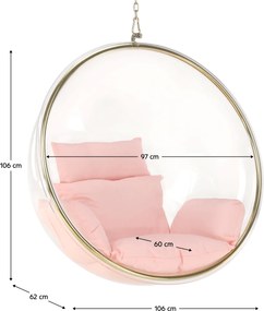 Scaun suspendat, transparent/ auriu/ roz, BUBBLE NEW TIP 1