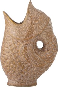 Vază din ceramică, maro, formă de pește, glazură reactivă în tonuri calde, 23,5 x 15,5 x 8,5 cm, „Harvey”