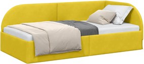 vidaXL Cadru de pat colțar cu headboard Galben 100 cm x 200 cm Catifea