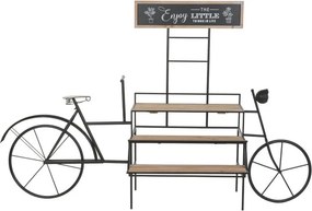 Stand decorativ cu 3 rafturi din metal și lemn, aspect natur, "Vintage Bicycle"