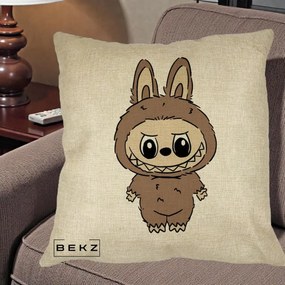 Perna Personalizata Labubu Maro Natural Solo, 40x40 cm, Crem, Husa Detasabila, Perna Inclusa, BEKZ®