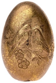 Ou decorativ auriu cu păsări,  6 x 10 cm