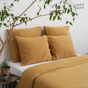 Lenjerie de pat galben-muștar din fibre de cânepă pentru pat dublu 200x200 cm – Linen Tales