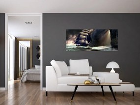 Tablou - Navă printre recife (120x50 cm)