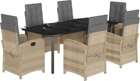 vidaXL Set mobilier pentru grădină, 7 piese, cu perne, bej, poliratan