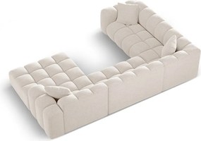 Colțar crem cu tapițerie din chenille (cu colț pe partea stângă/în formă de "U") Treno – Cosmopolitan Design