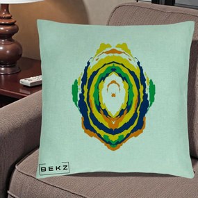 Perna Decorativa Oval Abstract Multicolor, 40x40 cm, Verde Menta, Husa Detasabila, Perna Inclusa, BEKZ®