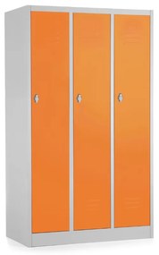 Dulap metalic - 3 compartimente, 90 x 50 x 150 cm, blocare rotativa, portocaliu - ral 2004